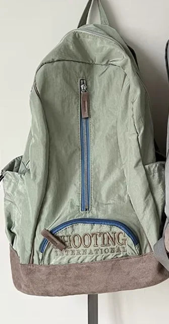 INGVN  Japanese Y2k Aesthetic Letter Embroidery Bags Women Korean Ins Vintage High-capacity Schoolbags College Student Casual Backpacks
