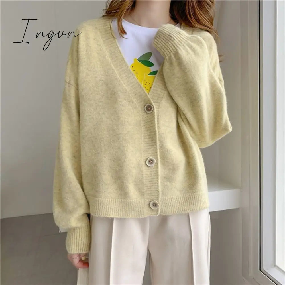 Ingvn - Women Cardigans Sweater Tops Cashmere Casual Sweater Jacket Chic Tops Woman's Sweater Cardigans jersey knit Jumpers