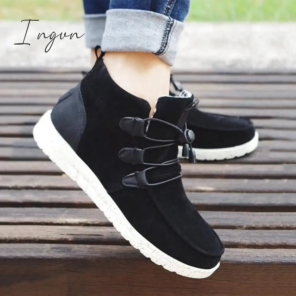 Ingvn - Casual Laced Front Ankle Boots