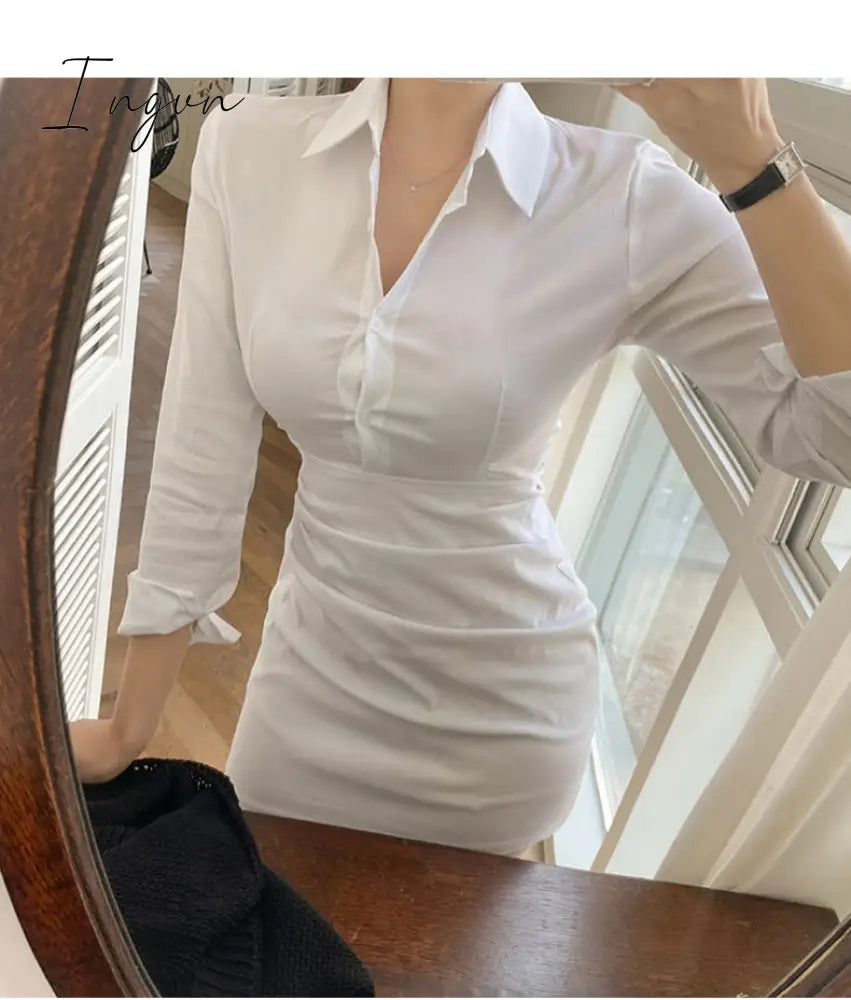 Ingvn - Fashion Summer Women'S Dress Shirt Dress Long Evening Female Vintage Maxi Party Oversize Beach Women Dresses Casual Elegant Prom