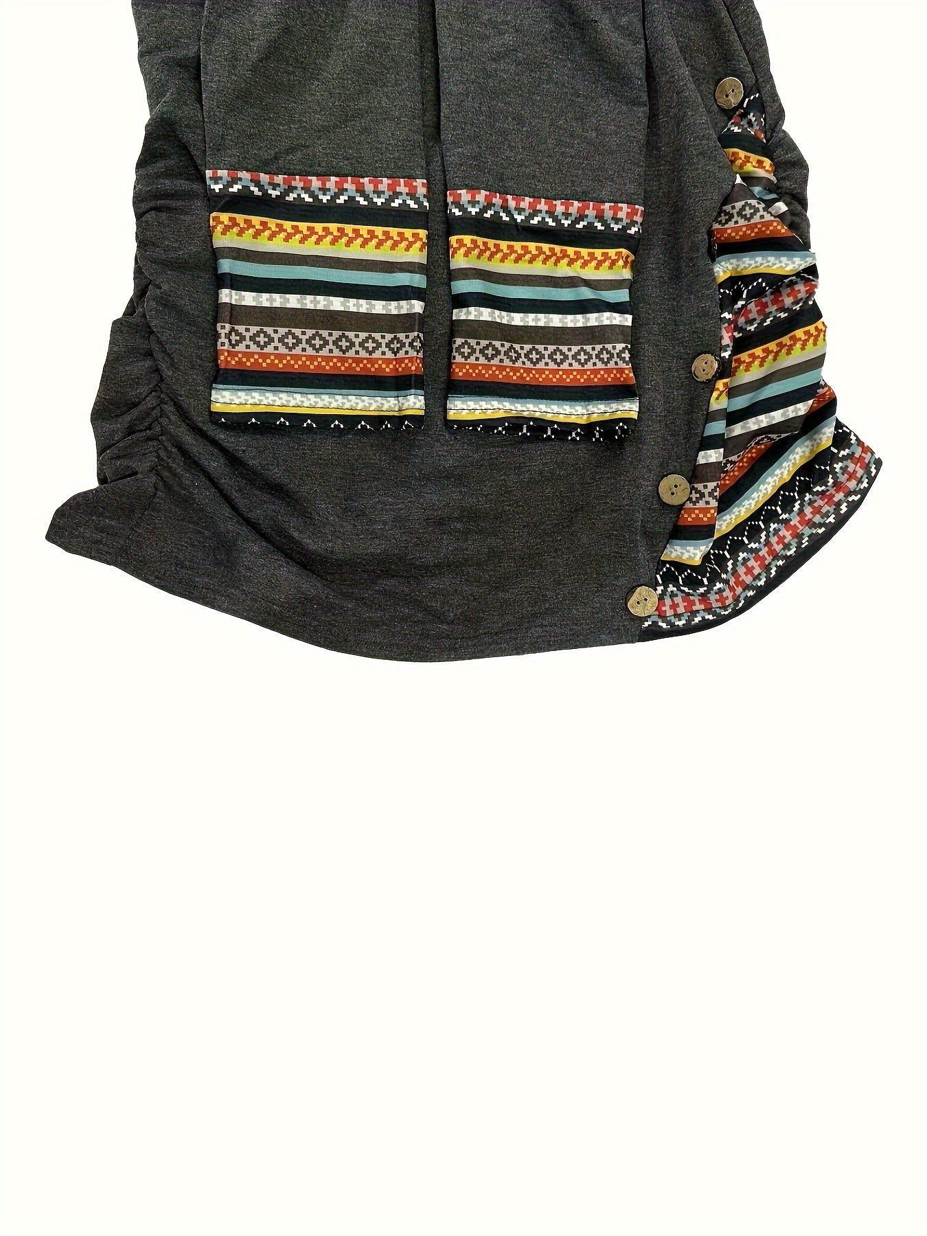 Trendy Stripe Hoodie with Button Accent - Long Sleeve Splicing Design - Cozy Casual Wear for Women