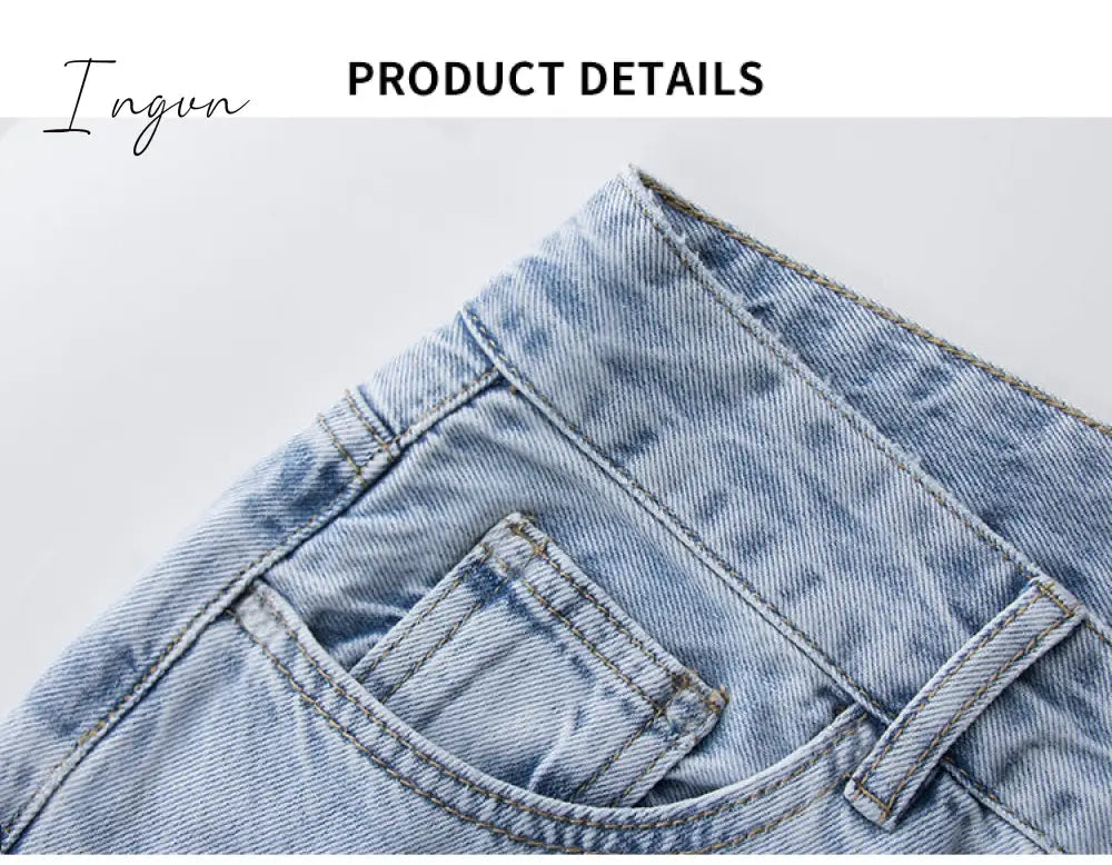 Ingvn - Low Rise Jeans Women Baggy Jeans New Fashion Straight Leg Pants Y2k Denim Trousers Blue Vintage Mom Loose Low Waist Jeans