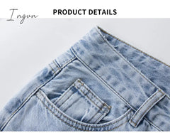 Ingvn - Low Rise Jeans Women Baggy Jeans New Fashion Straight Leg Pants Y2k Denim Trousers Blue Vintage Mom Loose Low Waist Jeans