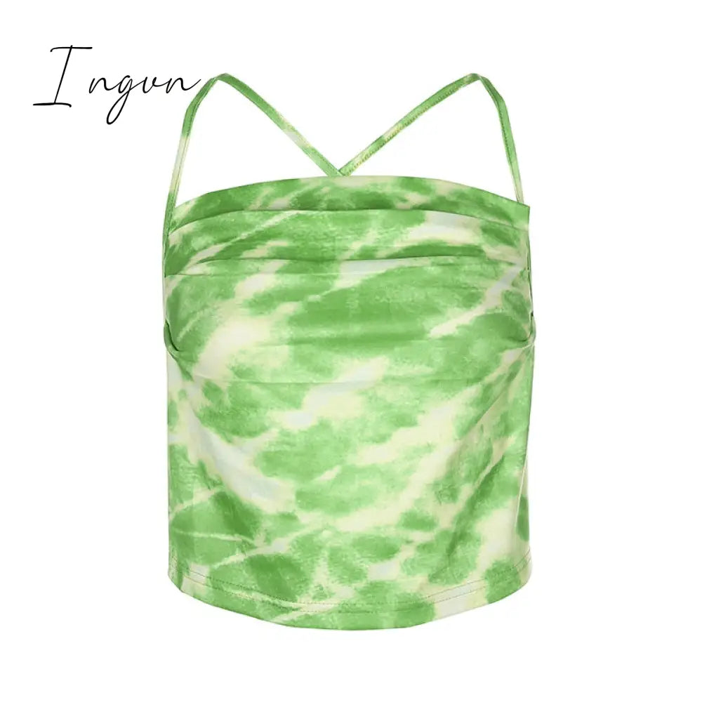 Ingvn - 80s fashion 21 Style Sexy Vintage Strappy Y2K Halter Crop Top Women Summer 90s Backless Cami Tops Tees Ladies Fashion Fitness Camisole Party