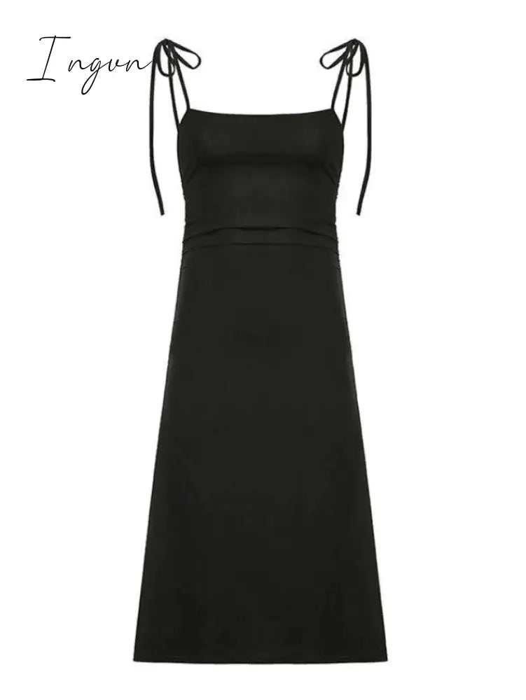 Ingvn - Backless Tie Strap Maxi Dress