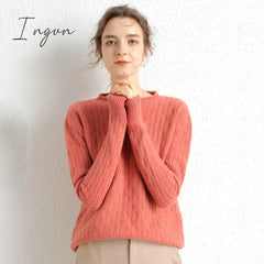Ingvn - 100% Merino Wool Cashmere Sweater Women Winter Warm O-Neck Long Sleeve Ladies Pullover knitted Autumn Jumper Vintage Sweater