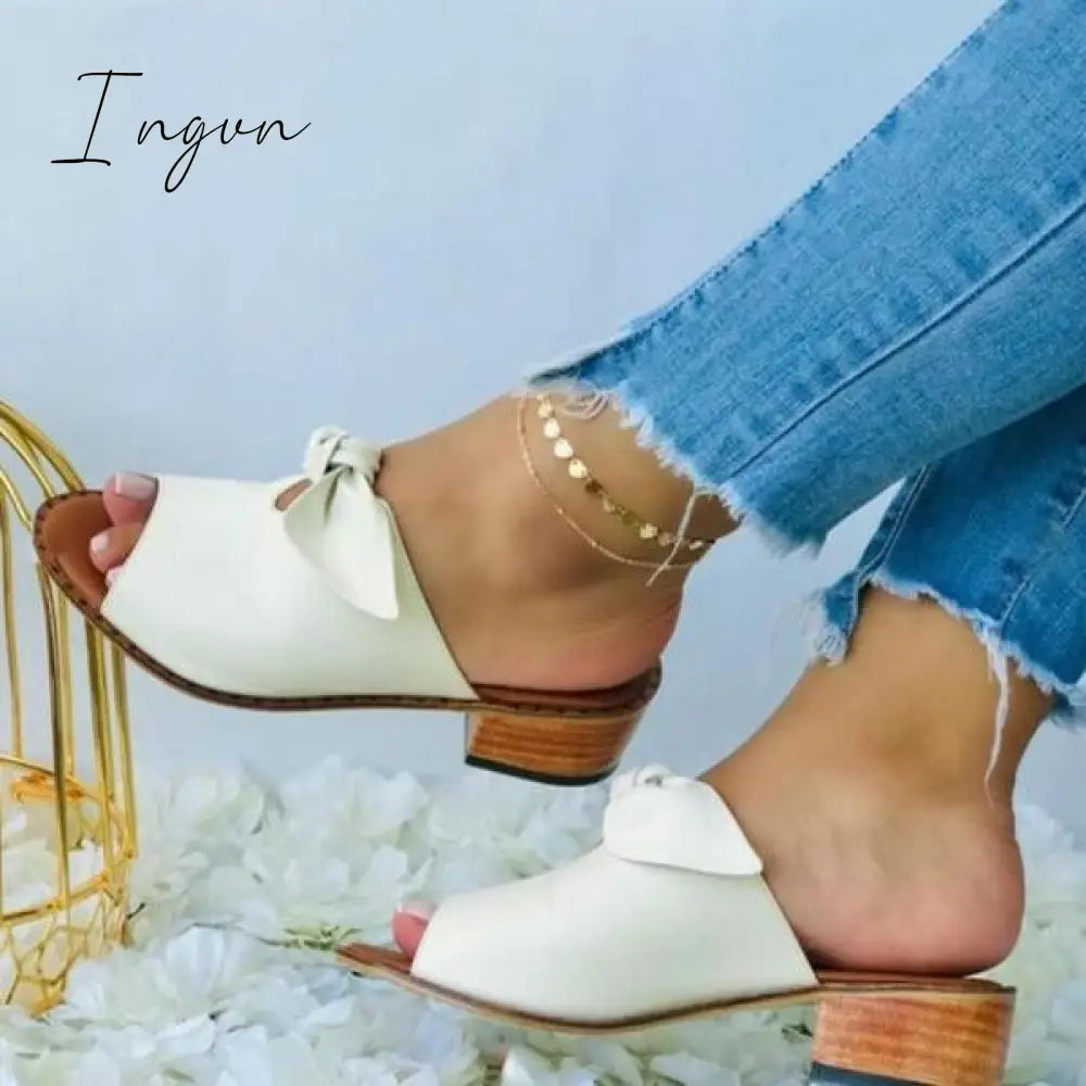 Ingvn - Women Fashion Low Heel Bow Slippers