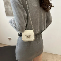 Ingvn  Metal Butterfly Women's Mini Shoulder Bag Fashion Chain Ladies Small Crossbody Bags PU Leather Female Dinner Party Clutch Purse
