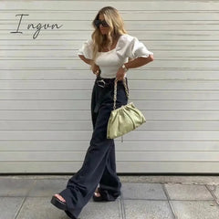 Ingvn - Spring Outfits Casual Fashion Straight Leg Women's Jeans Denim Bottom Harajuku Boyfriend Long High Waist Baggy Jeans Fall Pants