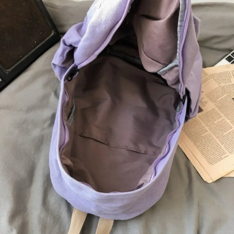Ingvn  New Backpack Fashion Solid Color Casual Simple Large Capacity Zipper Schoolbag Japanese Style Students Rucksack Trend Design