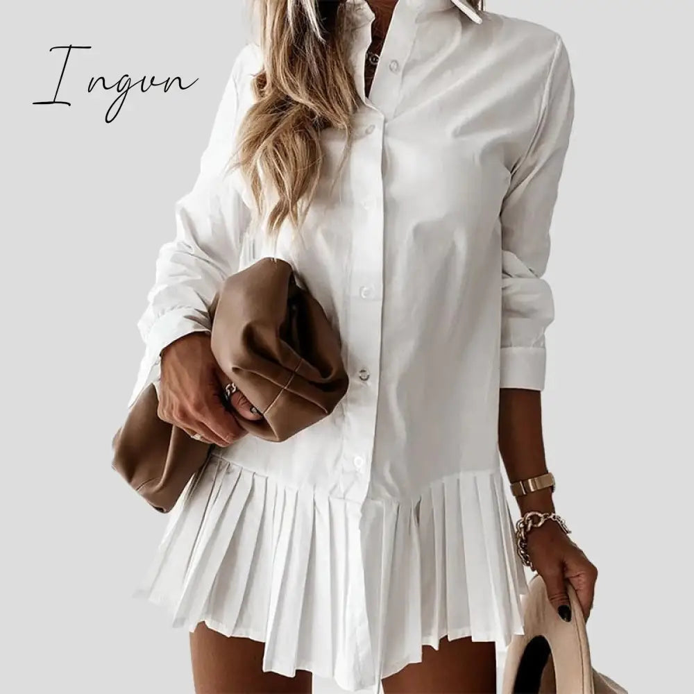 Ingvn - Women Bodycon Dress Female Lantern Sleeve Y2K Corset Chiffon Dresses Beach Vacation Outfit Sexy Party Mini White Dress Summer