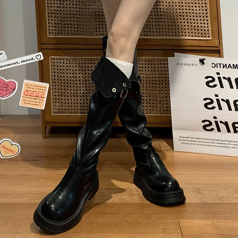 Ingvn  Winter Modern Women's Over The Knee Boots Fashion Slip On Long Bootties Designer High Heels Botas De Mujer