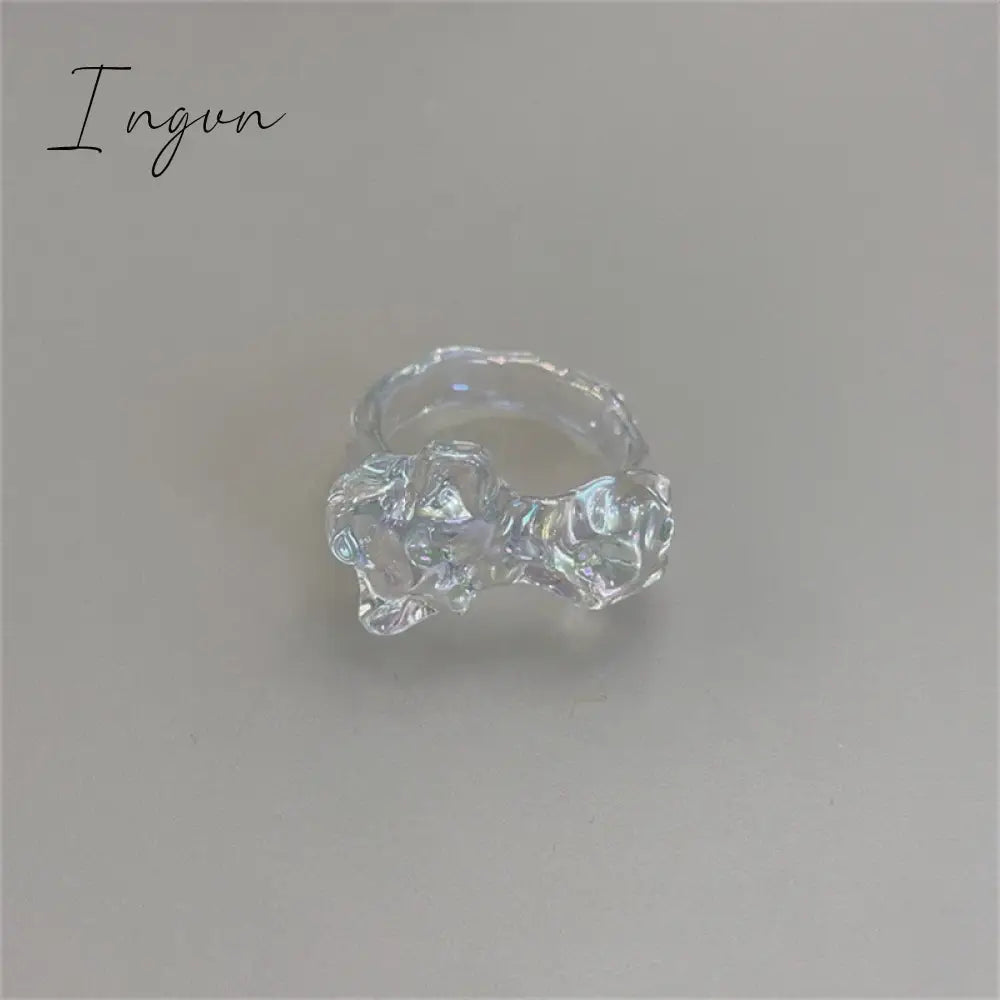Trend Irregular Colorful Chic Pink Flower Ring for Women Fashion Y2K Cute Resin Ring Statement Aesthetic Jewelry Friend Gifts