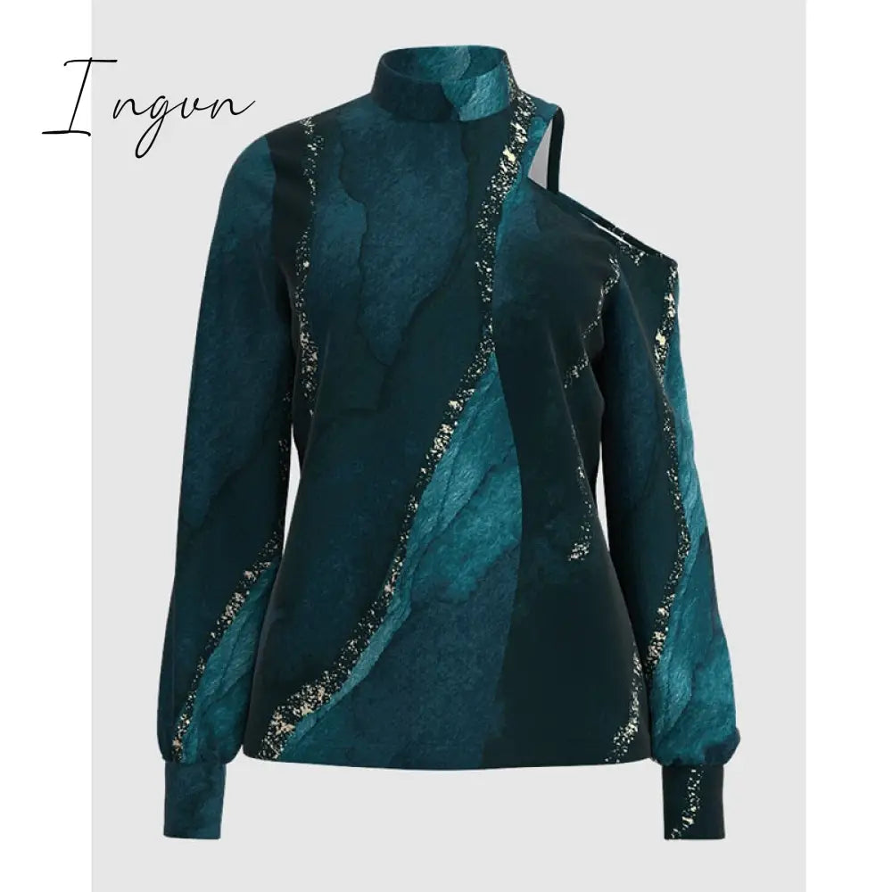 Ingvn - Fashion Women Print Cold Shoulder Top Casual Blouse Lady Casual Tops feminina blusa