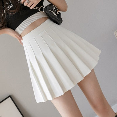 Preppy Japanese Korea Short Skirts New High Waist Mini Womens Skirts Kawaii Pink Plaid Pleated Tennis Casual Skirt