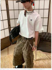 Ingvn  Women's Leopard Print Camouflage Capris Unisex Loose Shorts Summer Street Style Young Girl Casual Bottom Female Calf-length Pant
