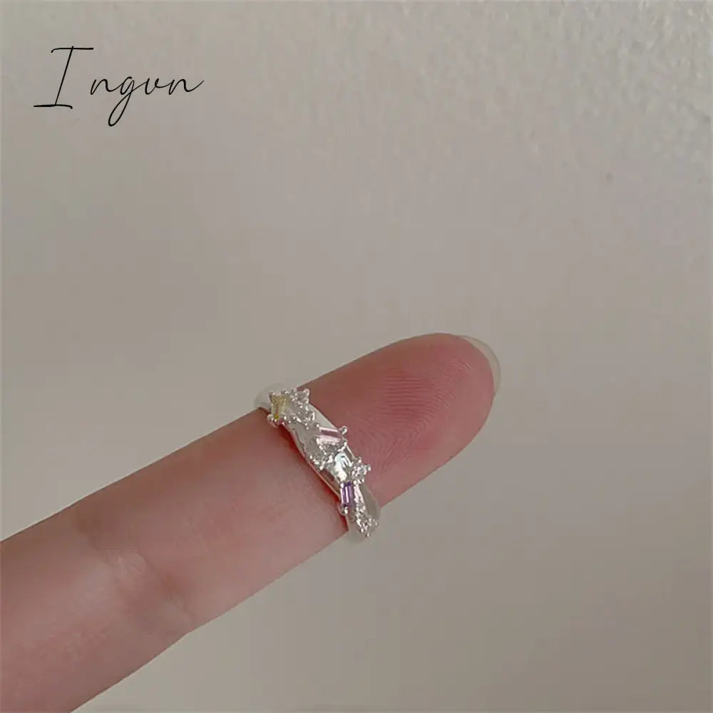 Aesthetic Rings For Women Heart Star Colorful Zircon crystal Minimalist Open Adjustable Finger Rings Fashion Band Female Bijoux