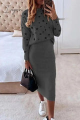 Ingvn - Casual The stars Patchwork O Neck Long Sleeve Two Pieces(7 Colors)