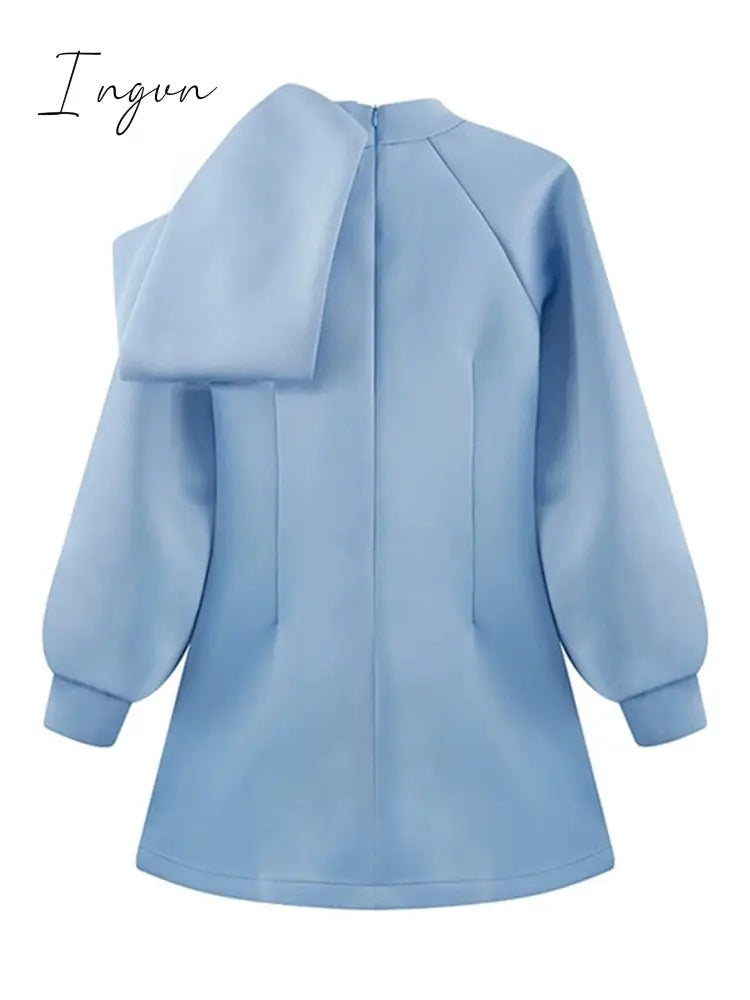 Ingvn - Women's Lantern Sleeve Dress Female Vintage Fashion O-neck Elegant Trendy Sense Dresses 2023 Spring New