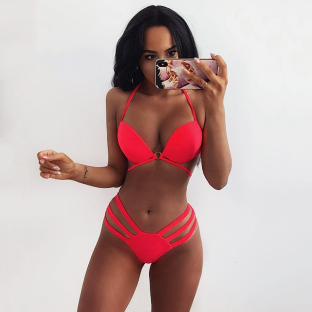 Sexy Two Piece Bikini  Swimsuit Women Swimwear Push Up Black Vintage Biquini Drop Shipping Bathing Suit Brazilian Bikinis