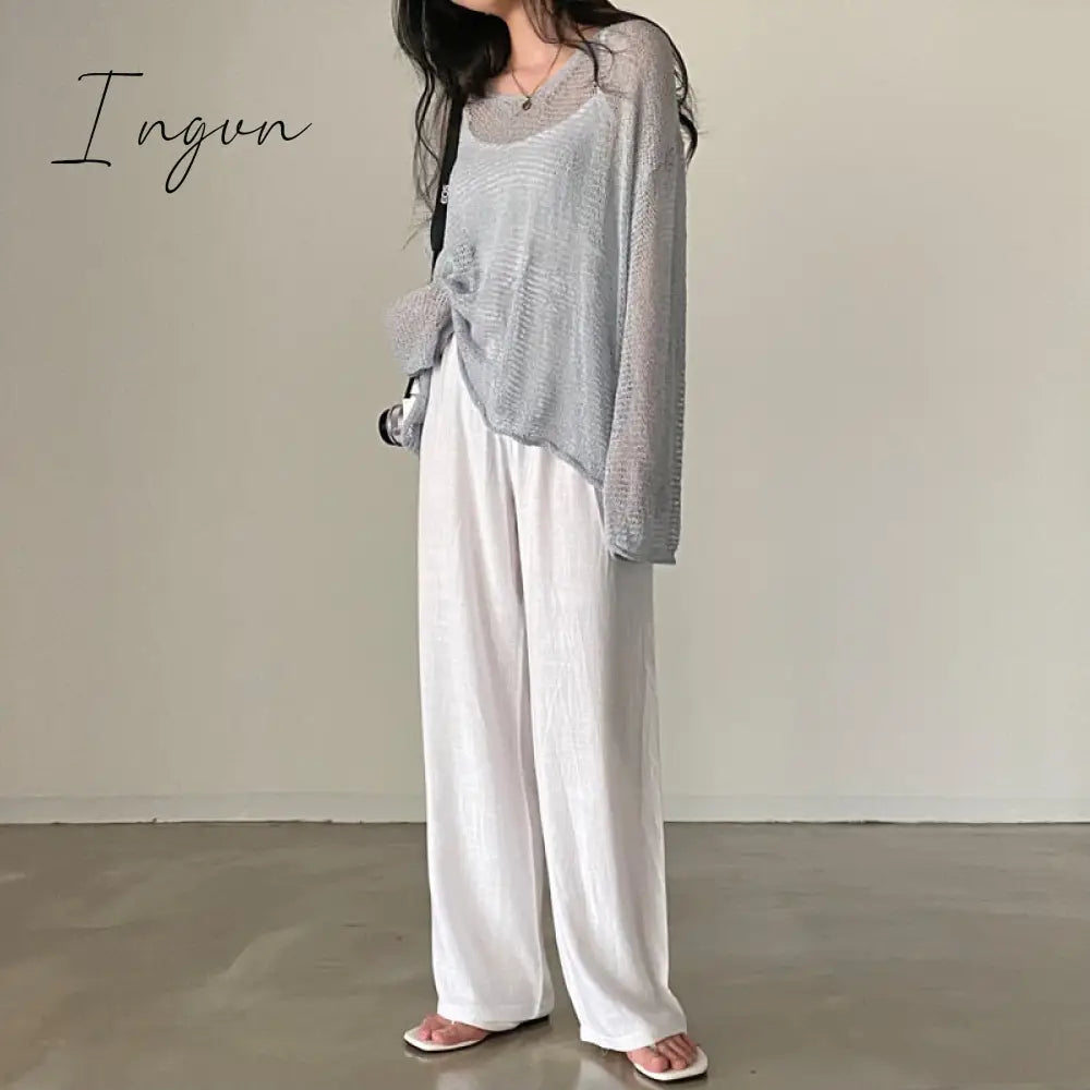 Ingvn - Lazy Style Full Sleeves Jumpers Tops Hollow Out Sexy Women Fashion Casual Streetwear Chic Femme Sweaters Pullovers