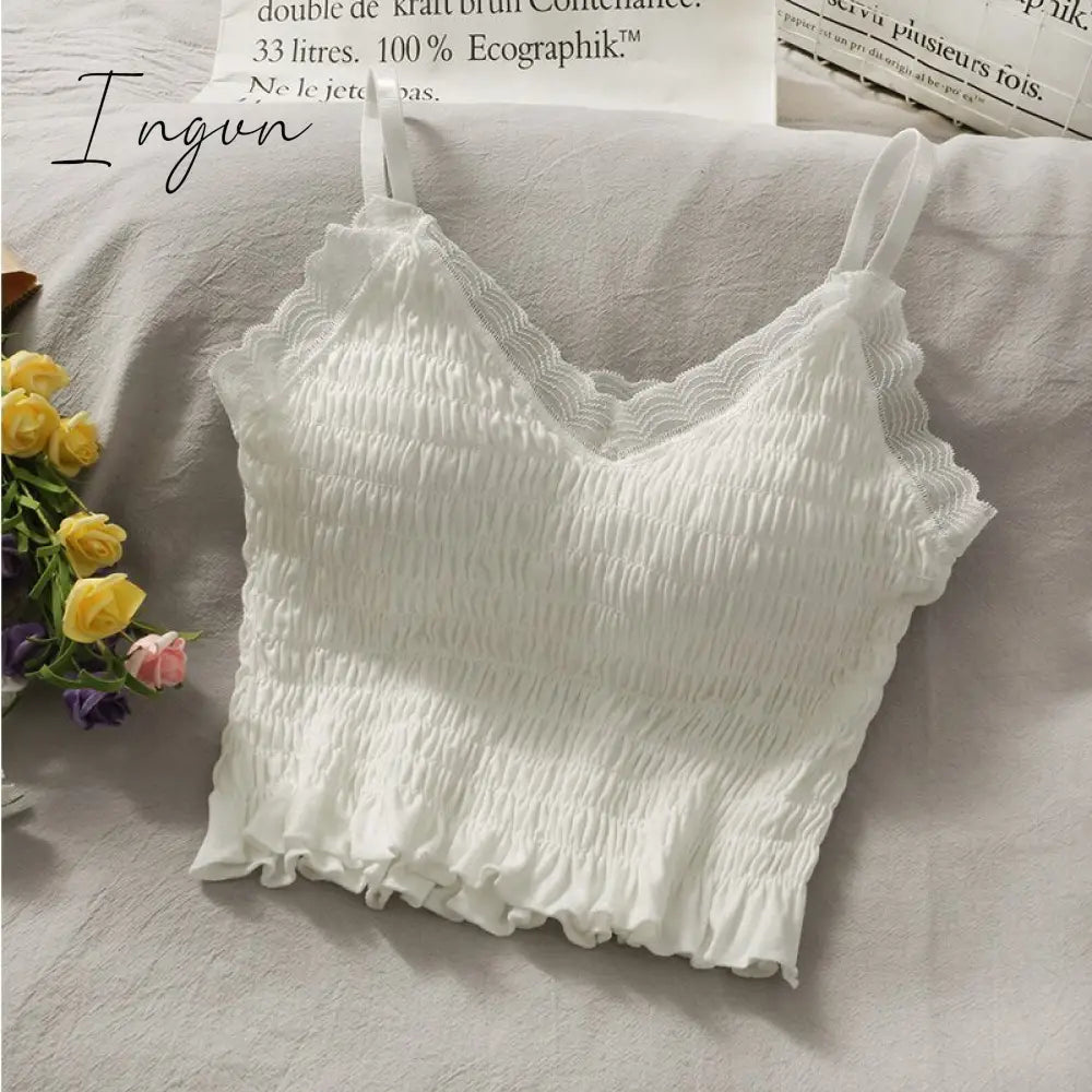 Ingvn - Backless V-Neck Floral Printed Tank Crop Tops