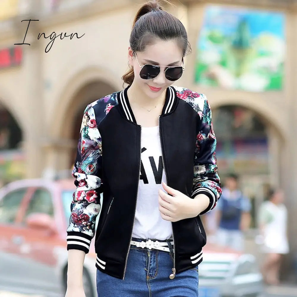 Ingvn - New Fashion Summer Women's Bomber Print Jacket Long Sleeve Basic Jacket Coats Women Casual Thin Slim Female Jackets Clothes