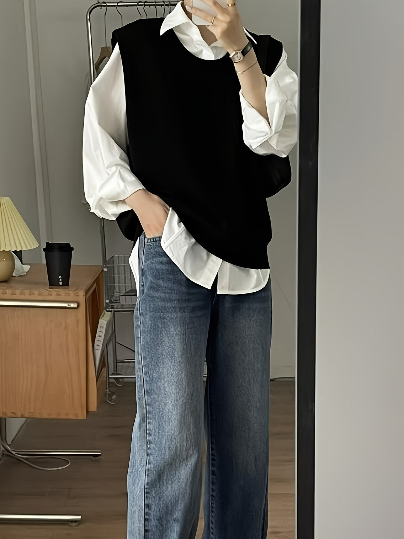 Solid V Neck Cable Knit Vest - Women's Casual Clothing - Sleeveless Loose Fit Versatile Sweater Vest for Everyday Wear, Comfortable and Stylish