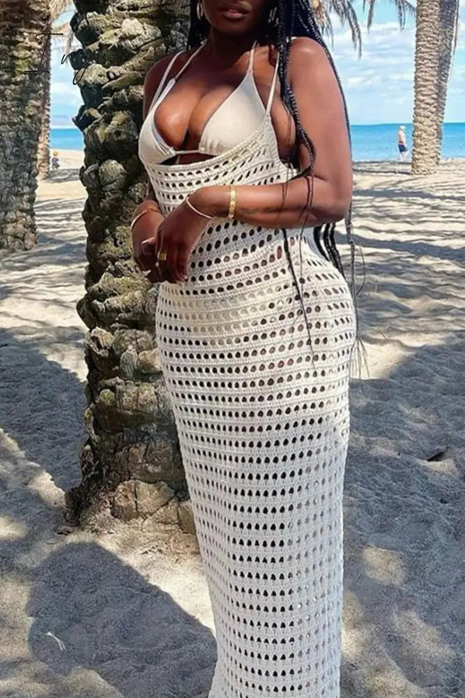 Ingvn - Sexy Print Hollowed Out Swimwears Cover Up