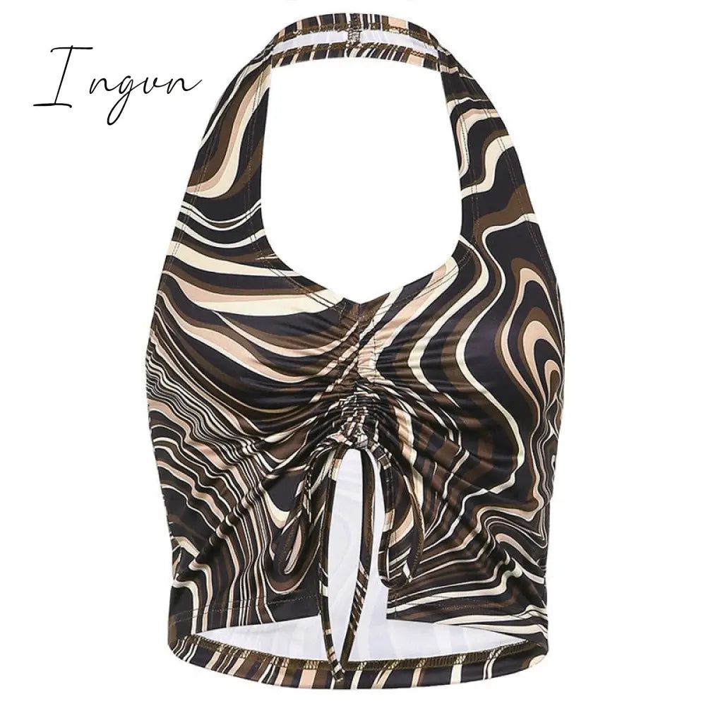 Ingvn - 80s fashion 21 Style Sexy Vintage Strappy Y2K Halter Crop Top Women Summer 90s Backless Cami Tops Tees Ladies Fashion Fitness Camisole Party