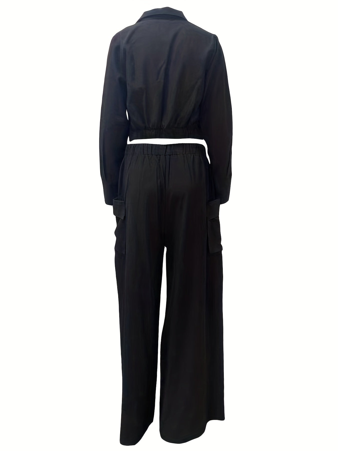 Two-piece Set, Long Sleeve Casual Matching Women's Clothing, Wide Leg Pants Outfits Blouse