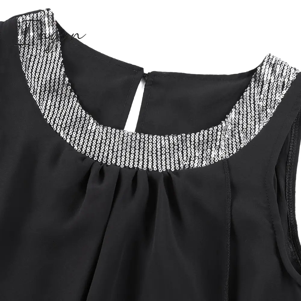 Ingvn - Women's Shift Dress Knee Length Dress Sleeveless Solid Color Layered Spring & Summer Plus Size Hot Black Purple Navy Blue