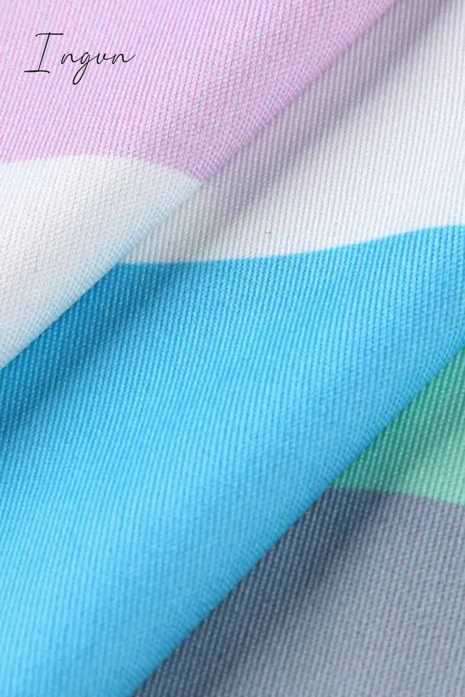 Ingvn -  Rainbow Striped Multicolor Thin Tops(5 Colors)