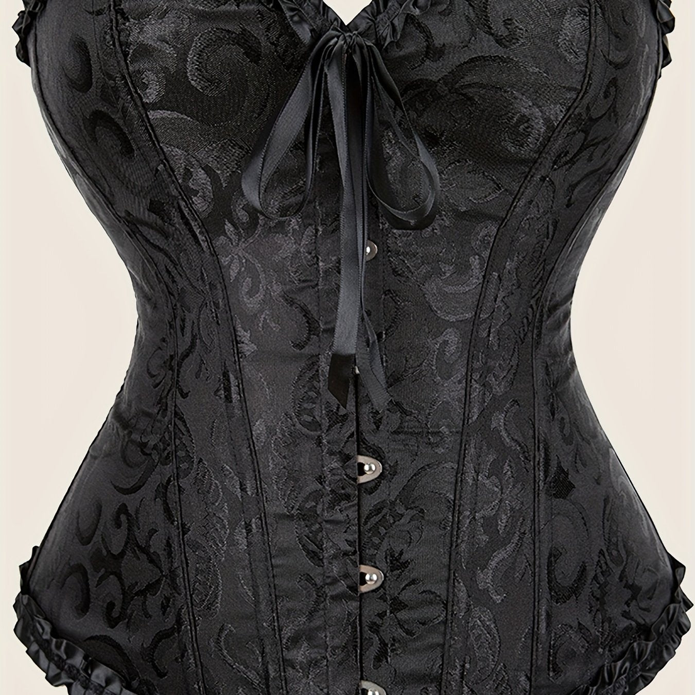 Ravishing Ruffle Strapless Corset Bustier - Sculpting Tummy Control, Lace-Up Jacquard Body Shaping, Adjustable Hooks, Comfortable Women's Lingerie & Shapewear for Hourglass Figure