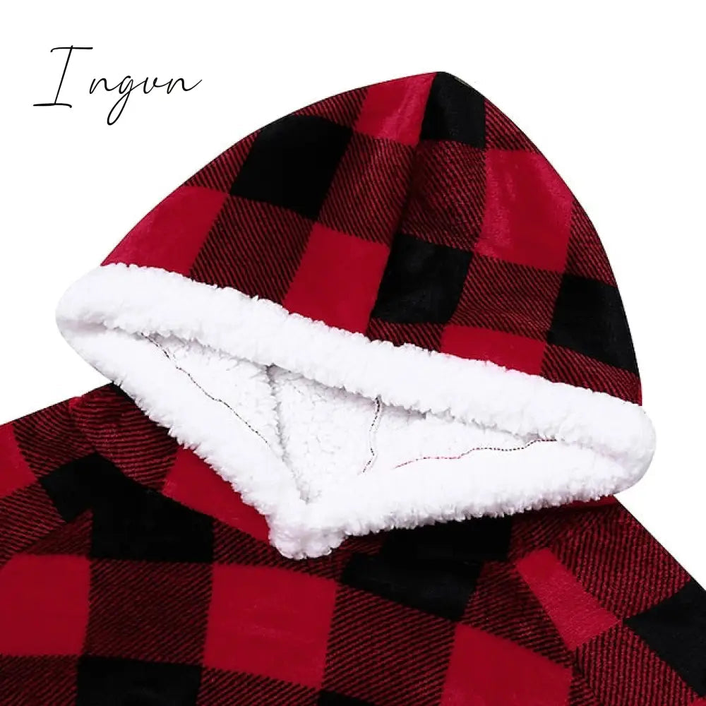 Ingvn - Oversized Wearable Blanket Flannel Thick Soft Warm Long Hoodie Blanket Big Hooded Sweatshirt Hoodie Blanket for Adults Women Girls Teenagers Teens Men Black