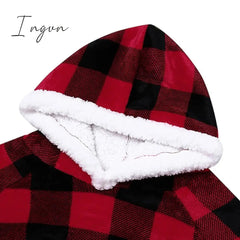 Ingvn - Oversized Wearable Blanket Flannel Thick Soft Warm Long Hoodie Blanket Big Hooded Sweatshirt Hoodie Blanket for Adults Women Girls Teenagers Teens Men Black