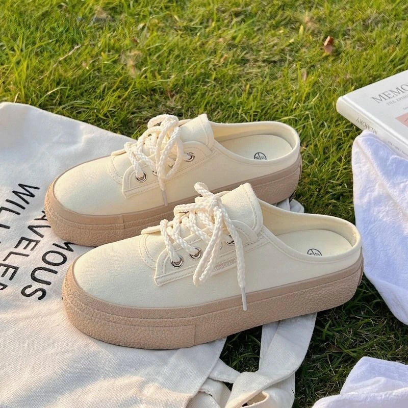 Ingvn  Women's Slippers and Ladies Sandals Rubber Shoes Sneakers Summer  Black Slides Junior Mules Sports Cotton with Heel Platform