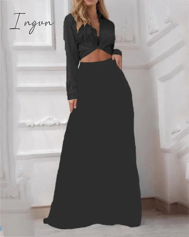 Ingvn - 2023 Fashion Summer Autumn Two Piece Sets Womens Fashion Sexy Mid Sleeve Shirt Elgant Floral Print Wide Leg Pant Suit Casual 2pcs Set Women