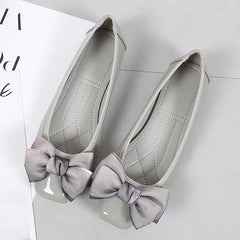 Fashion Square Toe Women Flats Shoes Bow Women Shoes Patent Leather Casual Single Spring Ballerina Shallow Mouth Loafers Shoes