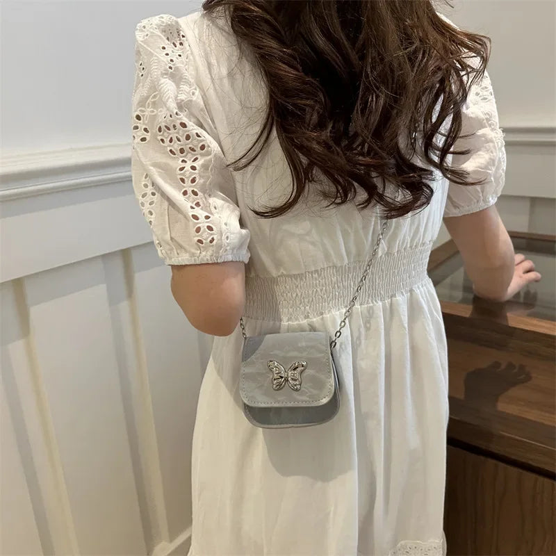 Ingvn  Metal Butterfly Women's Mini Shoulder Bag Fashion Chain Ladies Small Crossbody Bags PU Leather Female Dinner Party Clutch Purse
