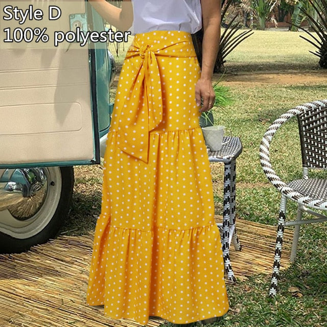Long Skirts Women  Autumn Celmia Vintage High-Waist Female Skirts Casual Plaid Check Loose Printed Belted Pleated Maxi Skirt