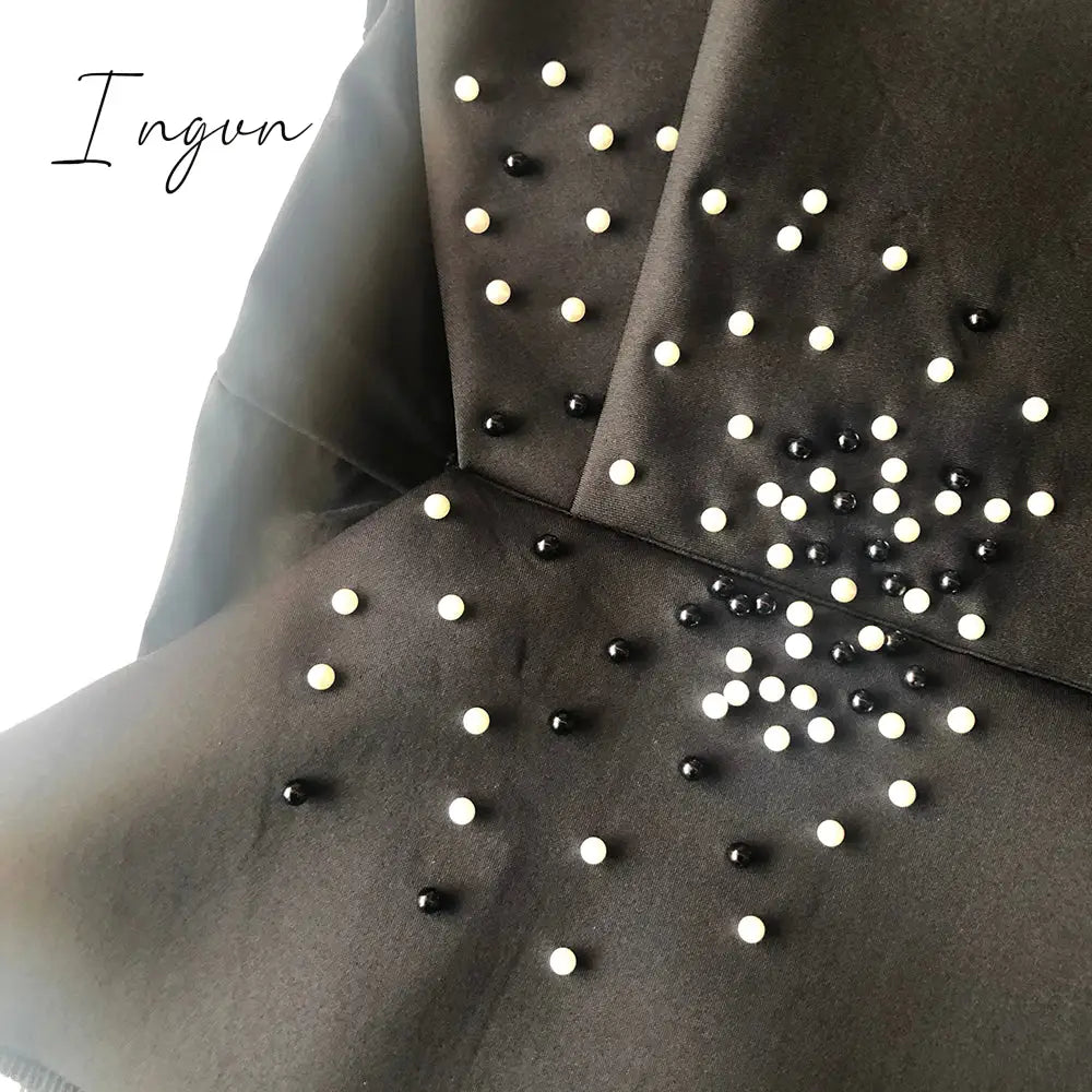 Ingvn - Party Jumpsuit Women Evening Elegant Sexy Mesh Beading Skinny High Waisted One Piece Black Long Jumpsuits Romper Overalls