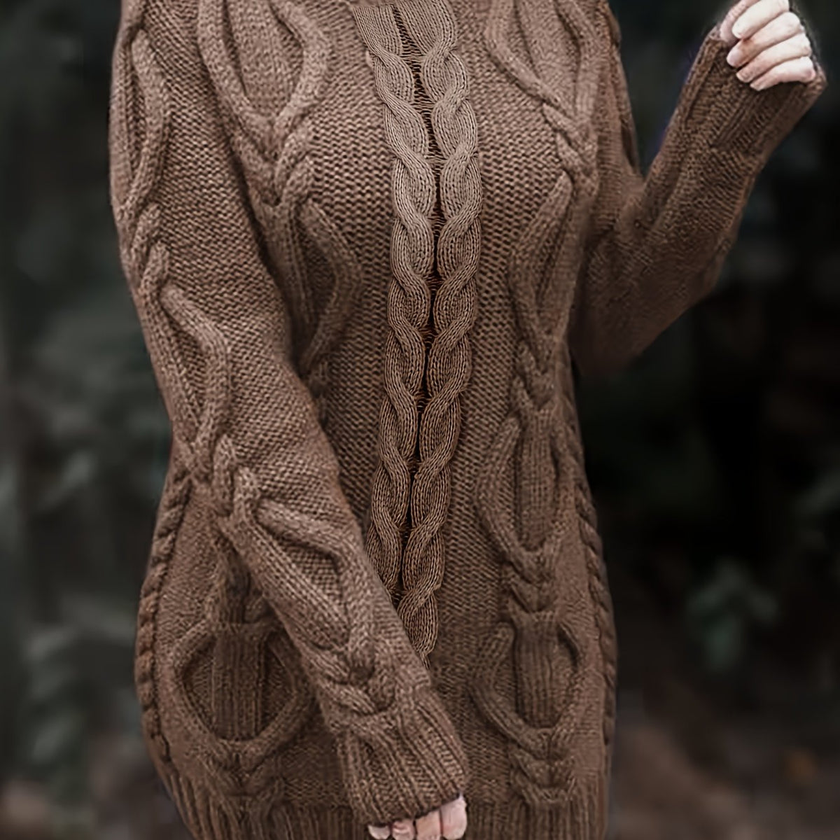 Cozy Cable Knit Dress - Long Sleeves & Turtle Neck - Versatile & Warm for Spring/Fall - Multiple Colors Available