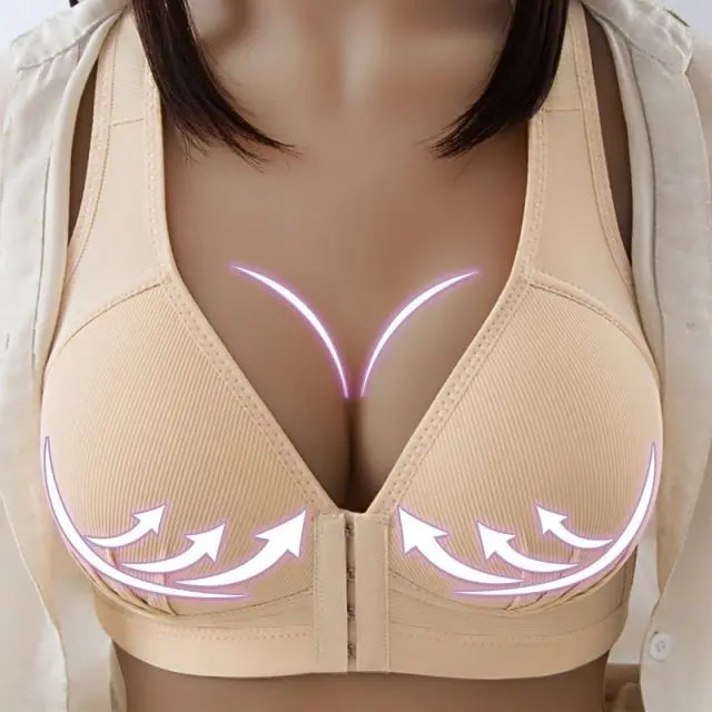 Sexy Plus Size Push Up Bra Front Closure Solid Color Brassiere Wire Free Bralette Seamless Bras For Women Hot Sale