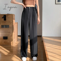 Ingvn - Spring Autumn Loose Wide Leg Trousers Female Causal Elastic High Waist Women Suit Pants  Ladies Solid Pantalon New