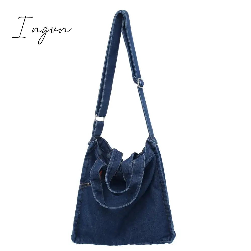 Ingvn - Denim Women's Bag 2024 New Eco Reusable Ladies Handbags Canvas Shopping Travel Shoulder Bags Unisex Jeans Crossbody Bag Shoppers