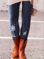 Ingvn - Women's Tights Leggings Black White Burgundy Fashion Halloween Leisure Sports Weekend Print Stretchy Full Length Tummy Control Cat S M L XL XXL
