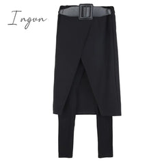 Ingvn - Spring Autumn Women Pants High Stretch Black Fake Two Pieces Pencil Skirt Pants Female Fashion Trousers Streetwear WP24