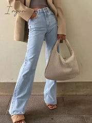 Ingvn - Casual Fashion Straight Leg Women's Jeans Denim Bottom Harajuku Boyfriend Long High Waist Baggy Jeans Fall Pants