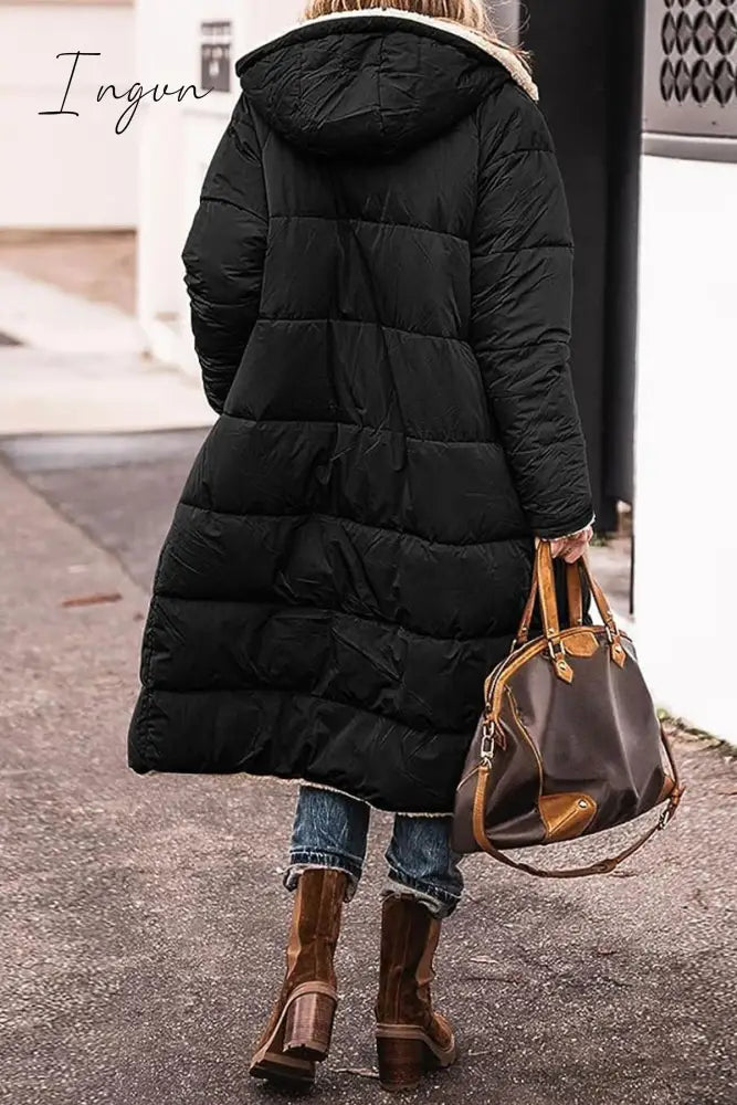Ingvn - Casual Street Solid Patchwork Hooded Collar Outerwear(5 Colors)